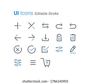 Set of UI Icons for web and mobile. Premium quality graphic design. Modern signs, outline symbols collection, simple thin line icons set for websites, web design, mobile app, infographics- Editable St