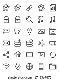 Set of ui internet technology thin line icon. Symbol vector illustrator.