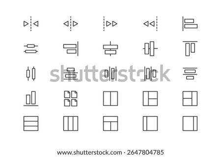 Set of UI Layout and Alignment Line Icons for Web and App Design