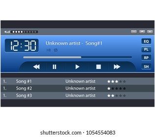 Set of ui ux audio and video media player template