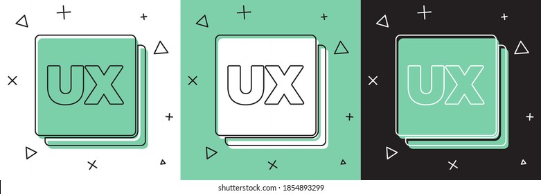Set UI or UX design icon isolated on white and green, black background.  Vector