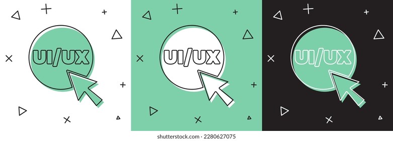 Set UI or UX design icon isolated on white and green, black background.  Vector