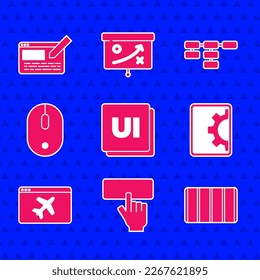 Set UI or UX design, Keyboard, Color palette guide, Web development, Website template, Computer mouse, Site map and  icon. Vector