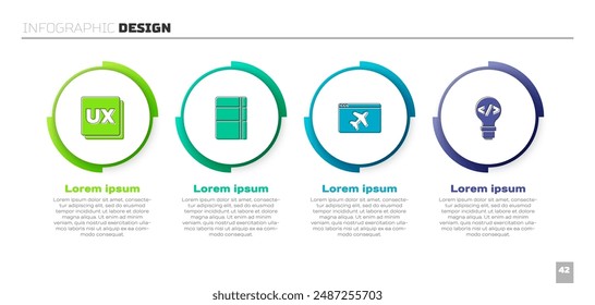 Set UI or UX design, Sketchbook album, Website template and Front end development. Business infographic template. Vector