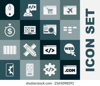 Set UI or UX design, Web and graphic, Site map, Online shopping on screen, Time is money, Computer mouse and  icon. Vector