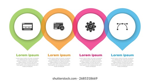 Establezca el diseño de UI o UX, la estadística de Sitio web y la curva de Bezier. Plantilla de infografía de negocios. Vector