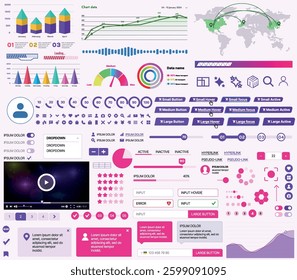 A set of UI UX elements for financial applications and platforms: buttons, panels, charts, calendars, and navigation elements in a modern design with an emphasis on analytics and control.