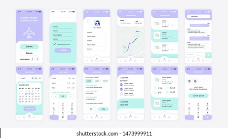 Set of UI, UX, GUI screens Delivery app flat design template for mobile apps, responsive website wireframes. Web design UI kit. Delivery Dashboard.