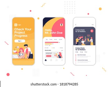 Set of UI, UX, GUI screens Manage your workflow app flat design template for mobile apps, responsive website wireframes. Web design UI kit. Online Course Dashboard.