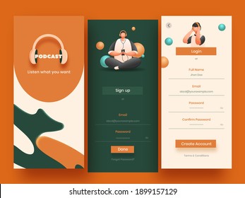 Set Of UI, UX, GUI Screens Music App Template Including Sign In, Create Account And Sign Up For Responsive Website.