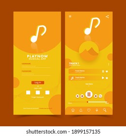 Set von UI, UX, GUI Screens Musical App Template Layout einschließlich Login, Tracking Songs.