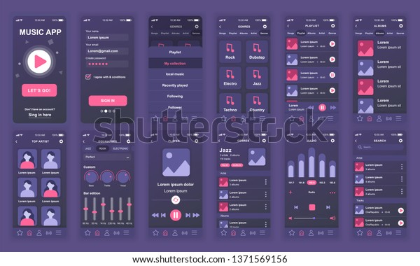 Set Ui Ux Gui Screens Music: стоковая векторная графика (без ...