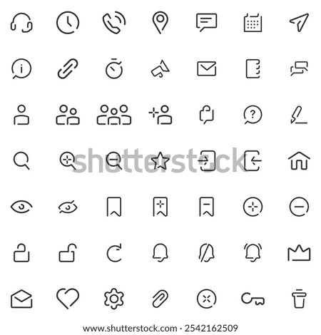 Set of ui ux icons isolated on white background. Symbols modern, simple, vectors for website design, mobile app, ui. Vector Illustration