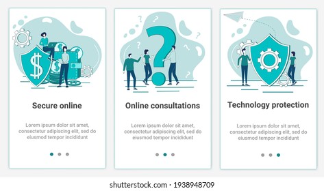 A set of UI and UX interfaces for smartphone screens.Features of adaptive design.The topic of security flat vector illustration.
