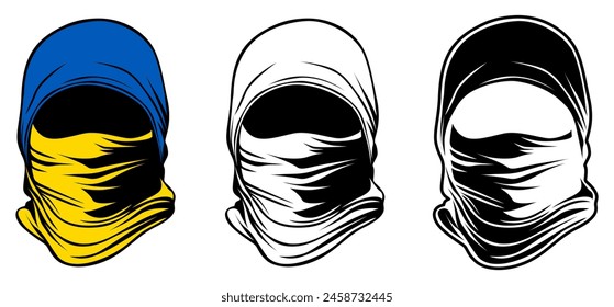 set Ukraine army mask icon. Ukraine mysterious mask design vector illustration