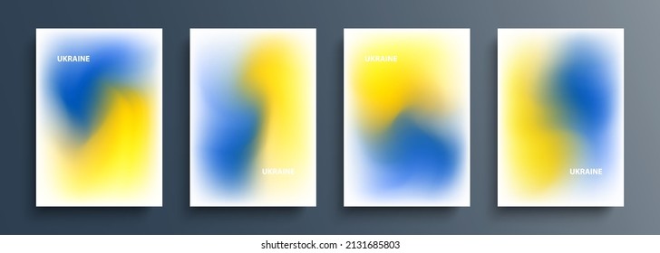 Set Ukraine blurred backgrounds and ukrainian flag blurred gradient colors  Templates collection for brochures  posters  banners  flyers   cards  Vector illustration 