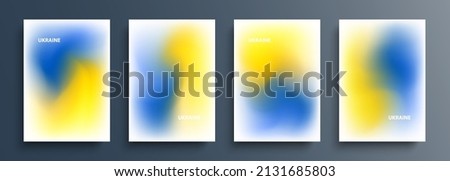 Set of Ukraine blurred backgrounds with ukrainian flag blurred gradient colors. Templates collection for brochures, posters, banners, flyers and cards. Vector illustration.