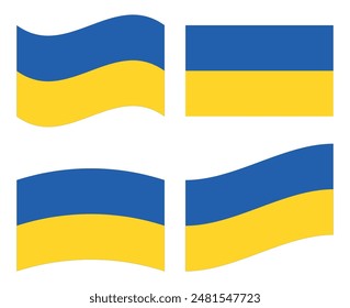 Set of Ukraine flag, vector illustration on a white background
