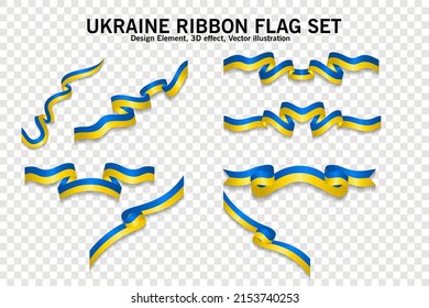 Set von ukrainischen Multifunktionsflags, Design-Element. 3D auf transparentem Hintergrund. Vektorgrafik