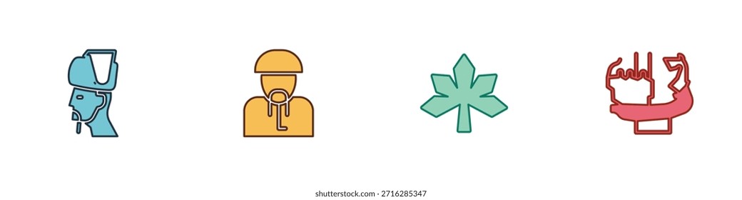 Coloca un cosaco ucraniano, una hoja de castaño y un monumento a los fundadores del ícono de Kiev. Vector