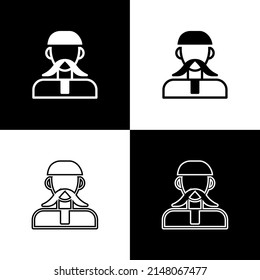 Set Ukrainian cossack icon isolated on black and white background. Vector