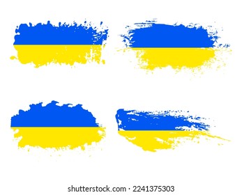 Set of Ukrainian flags, isolated on white background