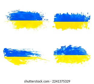 Set of Ukrainian flags, isolated on white background