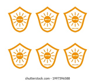 Set of ultraviolet protection logo on white background. Vector illustration