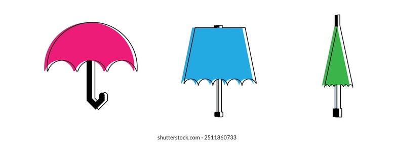 set of umbrella icon for web design, ui design on white background eps 10.