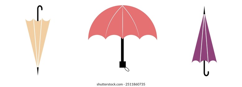 set of umbrella icon for web design, ui design on white background eps 10.