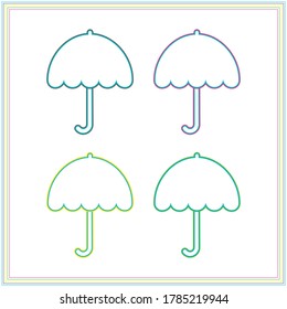 Set of umbrella icons isolated on  white backgrounds.