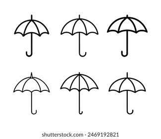 Set of Umbrella icons. Vector illustration in outline style