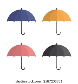 Set of umbrella logo, icons template. Various colorful umbrella signs isolated on white background. Insurance concept. Waterproof icon. Protection, safety, security. flat vector illustration