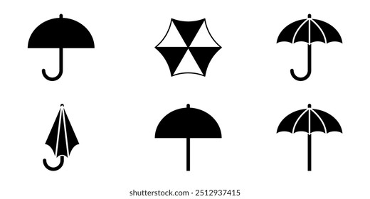 set of umbrella Regenschirm, rain shield, Insurance safe finance and economy, icon symbol signs glyph