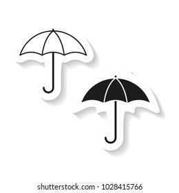 Set of umbrella sticker icon