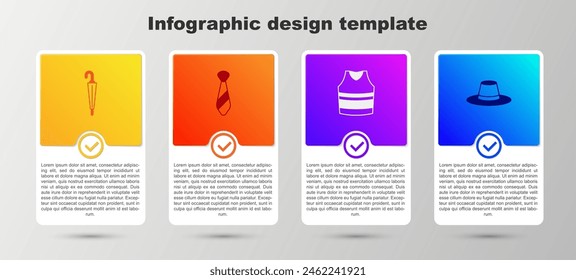 Set Umbrella, Tie, Undershirt and Man hat. Business infographic template. Vector