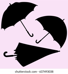 set of umbrella vector silhouette isolated