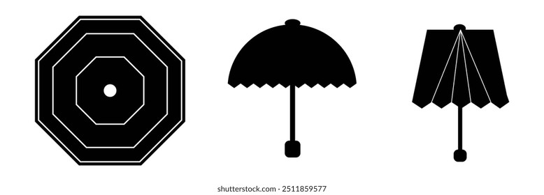 set of umbrella vector silhouette on white background eps 10.