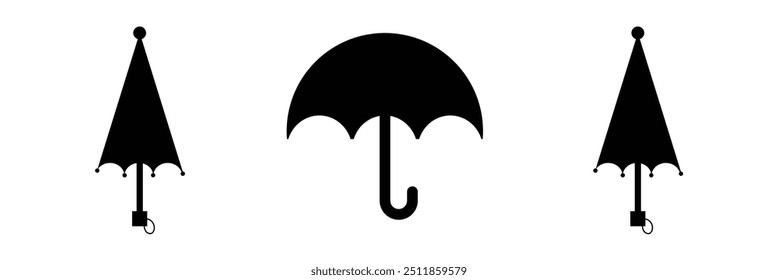 set of umbrella vector silhouette on white background eps 10.