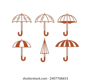 set of umbrellas icon vector design autumn fall season theme simple element illustration collections isolated