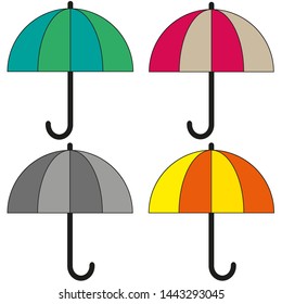 Set of umbrellas on a white background