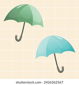 set of umbrellas protection from rain vector