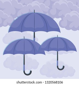 set of umbrellas in the sky