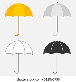 Set of umbrellas, umbrella icon isolated. Flat design, vector.