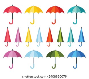 Set of umbrellas. Umbrella icon vector set. Set of Colorful umbrella illustrations.