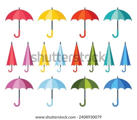 Set of umbrellas. Umbrella icon vector set. Set of Colorful umbrella illustrations.