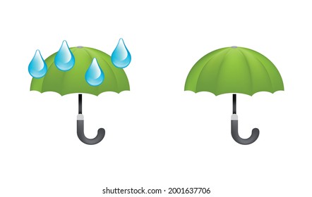 Set of umbrellas. Umbrella with Rain Drops vector emoji illustration isolated on white background. 3d illustration. 