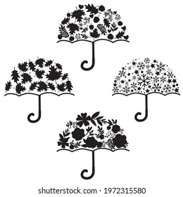 Set of Umbrellas, vector illustration art.