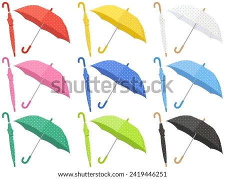Set of umbrellas vector illustration polka dot pattern