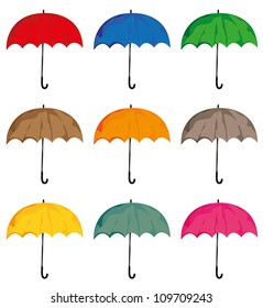 Set of umbrellas. Vector isolated on white background objects.